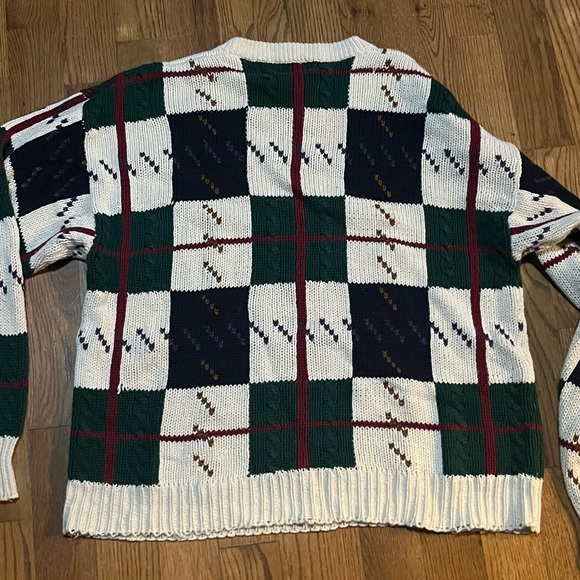 Vintage 1990s Van Heusen Knitted Crewneck Sweater Pattern Grandpa Sweater sz L - Picture 5 of 11